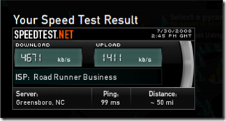 ISP Speed Test Result