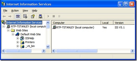 IIS MMC console image