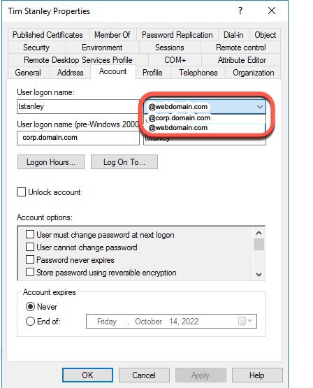 User domain properties